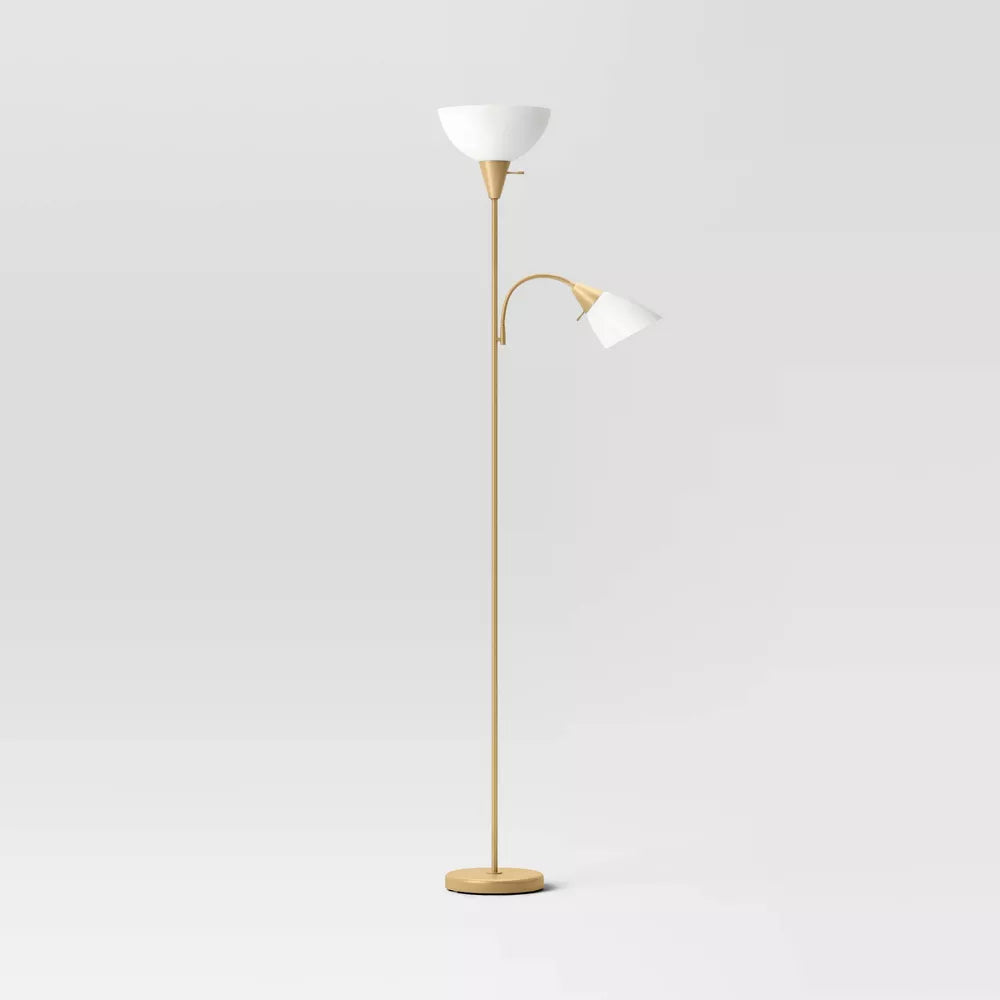 Lampa podłogowa dwuświetlna z regulowaną lampką do czytania