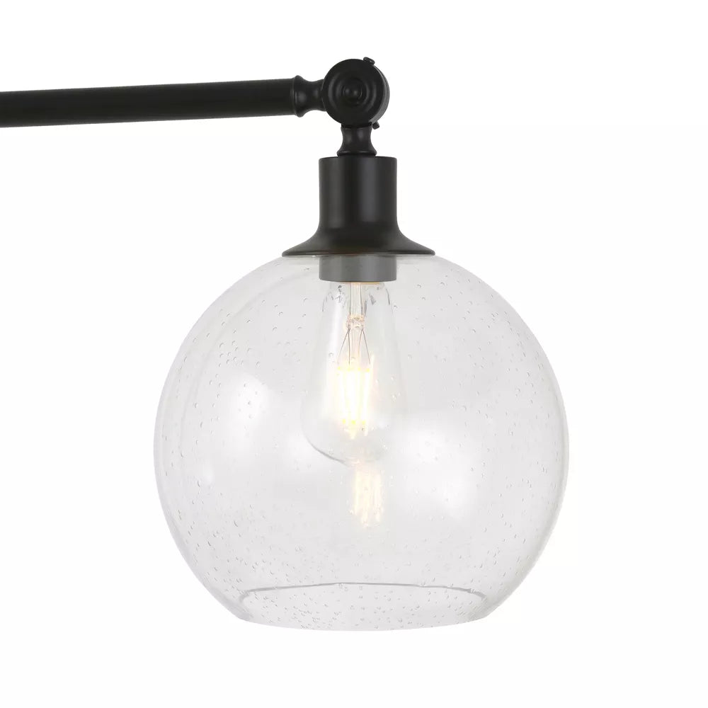Lampa podłogowa z regulowanym ramieniem i okrągłym szklanym abażurem