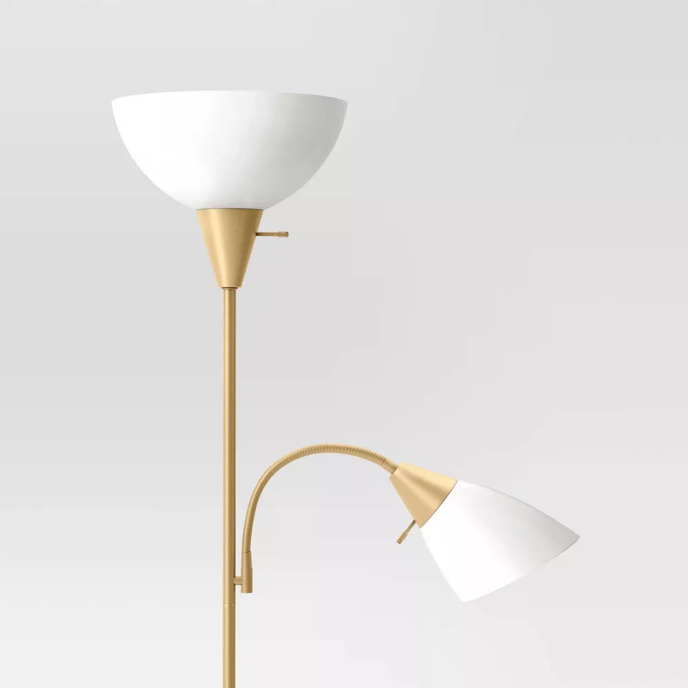 Lampa podłogowa dwuświetlna z regulowaną lampką do czytania